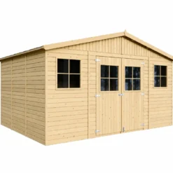 Casetta in Legno Giardino 4x3 Pannelli 17 mm Porte Doppie Finestre