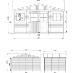 Casetta in Legno Giardino 4x3 Pannelli 17 mm Porte Doppie Finestre