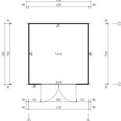 Casetta in Legno Grezzo 28 mm 276x282 Blockhouse Porta Doppia Vetrata
