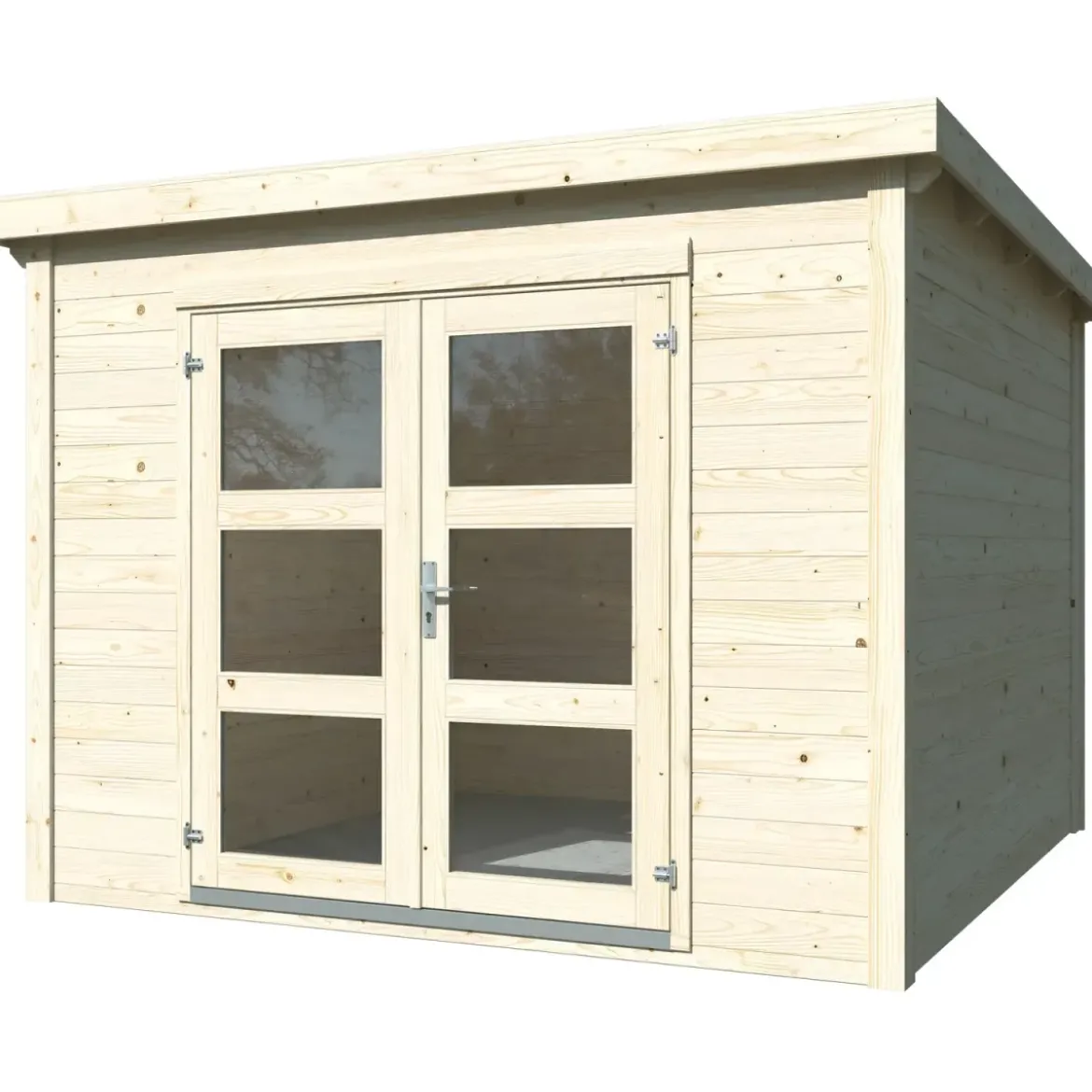 Casetta in Legno Grezzo 28 mm 276x282 Blockhouse Porta Doppia Vetrata