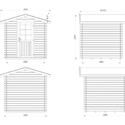 Casetta in Legno Grezzo 28 mm 218x218 cm Blockhouse con Pavimento