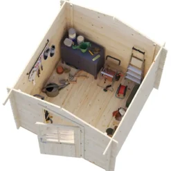 Casetta in Legno Grezzo 28 mm 218x218 cm Blockhouse con Pavimento