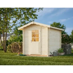 Casetta in Legno Grezzo 28 mm 218x218 cm Blockhouse con Pavimento