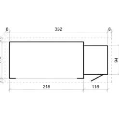 Casetta in Legno Grezzo 344x130 cm con Tetto Bitumato Legnaia Esterna