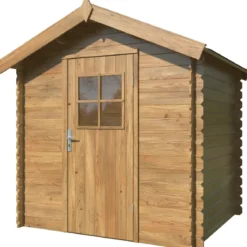 Casetta in Legno Impregnato 19 mm 206x176 cm Blockhouse Porta Vetrata