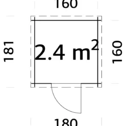Casetta in Legno Impregnato 176x176 Blockhouse 19 mm Porta Finestrata
