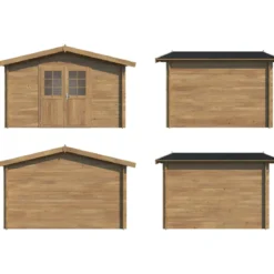 Casetta in Legno Impregnato 358x296 cm Blockhouse 28 mm Porta Doppia
