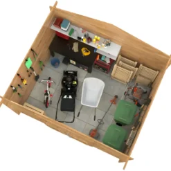 Casetta in Legno Impregnato 358x296 cm Blockhouse 28 mm Porta Doppia