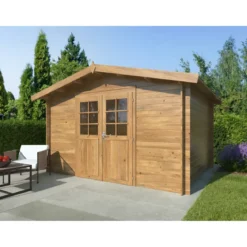 Casetta in Legno Impregnato 358x296 cm Blockhouse 28 mm Porta Doppia