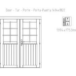 Casetta in Legno Impregnato 358x296 cm Blockhouse 28 mm Porta Doppia