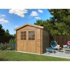 Casetta in Legno Impregnato 250x250 cm Blockhouse 28 mm Porta Doppia