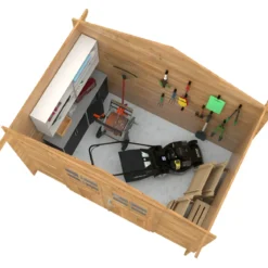 Casetta in Legno Impregnato 296x296 cm Blockhouse 28 mm Doppia Porta