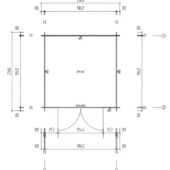 Casetta in Legno Impregnato 216x216 cm Blockhouse 19 mm Doppia Porta