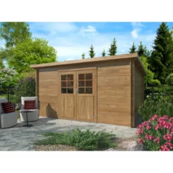 Casetta in Legno Impregnato 406x292 cm Blockhouse 28 mm Porta Doppia