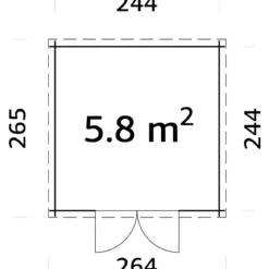 Casetta in Legno Impregnato 260x260 Blockhouse 19 mm Porta Doppia