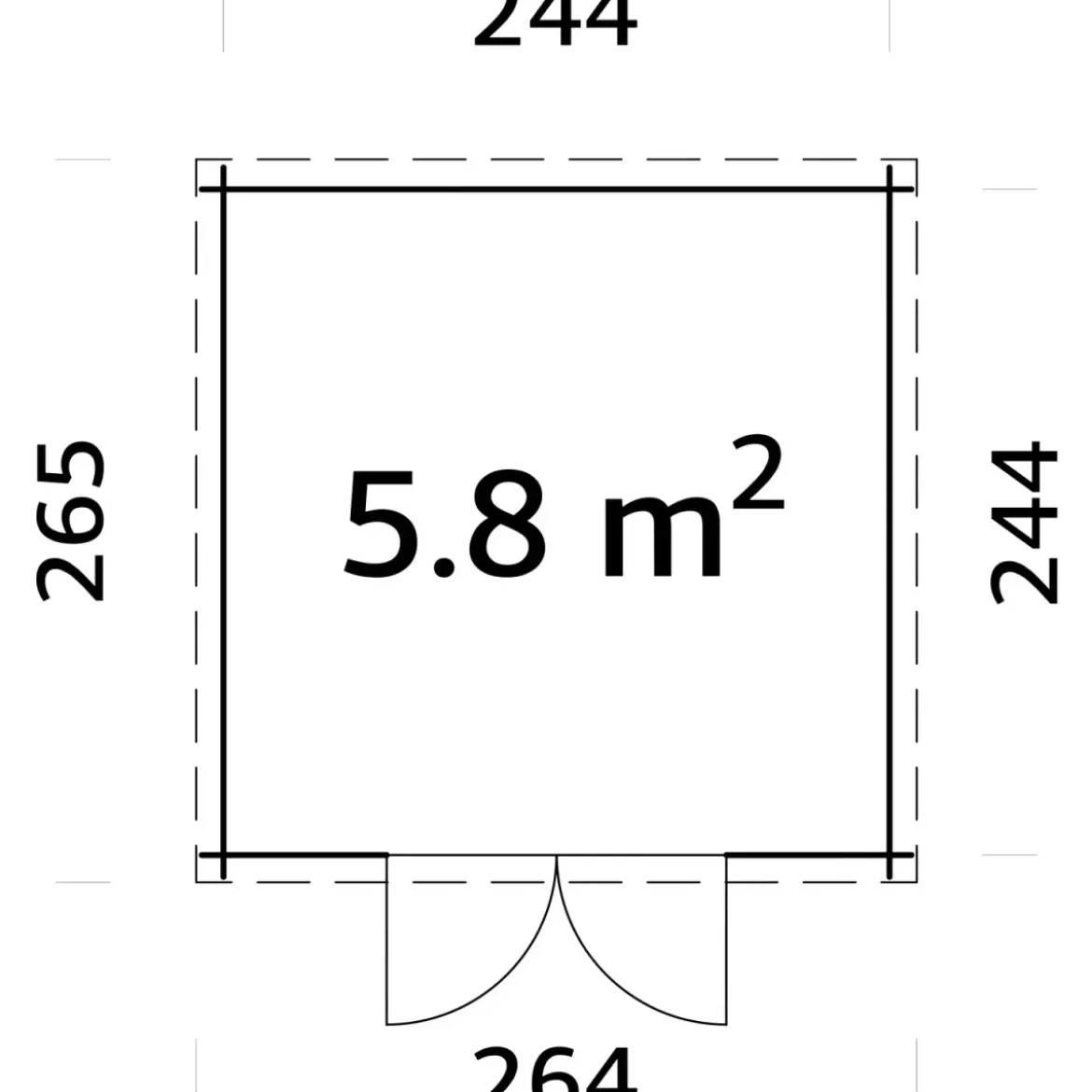 Casetta in Legno Impregnato 260x260 Blockhouse 19 mm Porta Doppia