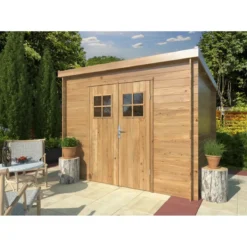 Casetta in Legno Impregnato 260x260 Blockhouse 19 mm Porta Doppia