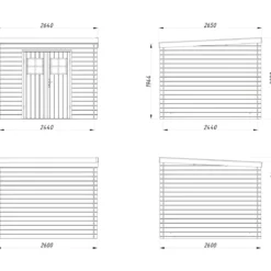 Casetta in Legno Impregnato 260x260 Blockhouse 19 mm Porta Doppia