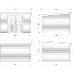 Casetta in Legno Impregnato 322x292 Blockhouse 28 mm Porta Doppia