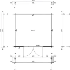 Casetta in Legno Impregnato 322x292 Blockhouse 28 mm Porta Doppia