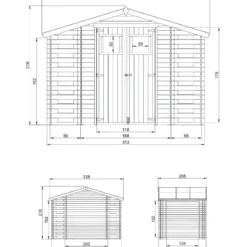 Casetta in Legno Legnaia 328x206x218 cm Box a Pannelli