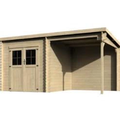 Casetta in Legno 28 mm con Portico 443x229 cm da Giardino Block House