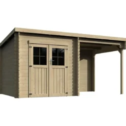 Casetta in Legno 28 mm con Portico 443x229 cm da Giardino Block House