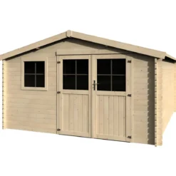 Casetta in Legno 34 mm da Giardino 4x4 Doppia Porta Vetri Block-House
