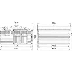 Casetta in Legno 34 mm da Giardino 4x4 Doppia Porta Vetri Block-House