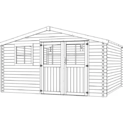 Casetta in Legno 34 mm da Giardino 4x4 Doppia Porta Vetri Block-House