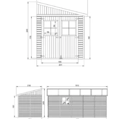 Casetta in Legno 17 mm da Giardino 2x5 m con Pavimento Addossata 10 m2