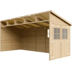 Casetta in Legno 17 mm da Giardino 2x5 m con Pavimento Addossata 10 m2