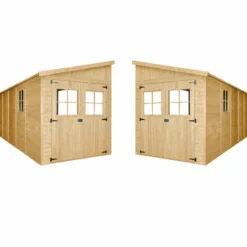 Casetta in Legno 17 mm da Giardino 2x5 m con Pavimento Addossata 10 m2