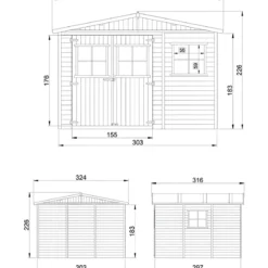 Casetta in Legno 17 mm 3x3 a Pannelli con Pavimento Timbela