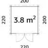 Casetta in Legno 19 mm 216x216 cm Blockhouse Tetto Perline Doppia Porta