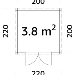 Casetta in Legno 19 mm 216x216 cm Blockhouse Tetto Perline Doppia Porta