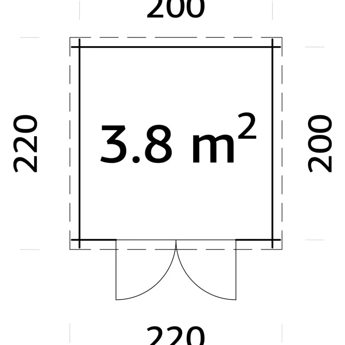Casetta in Legno 19 mm 216x216 cm Blockhouse Tetto Perline Doppia Porta