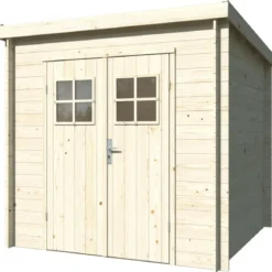 Casetta in Legno 19 mm 216x216 cm Blockhouse Tetto Perline Doppia Porta