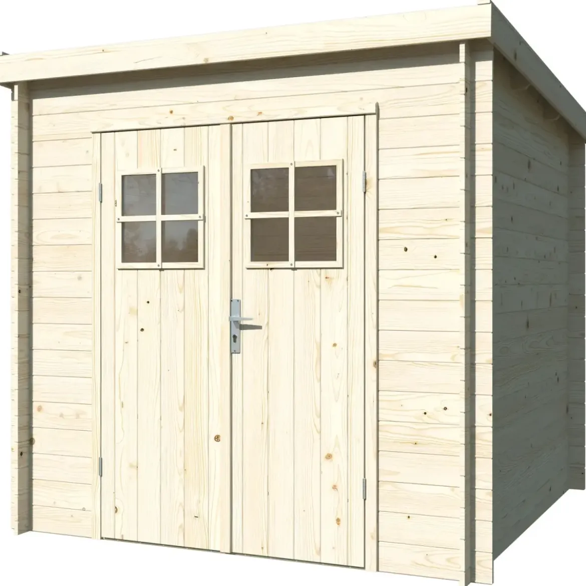 Casetta in Legno 19 mm 216x216 cm Blockhouse Tetto Perline Doppia Porta