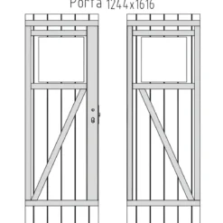Casetta in Legno 19 mm 216x216 cm Blockhouse Tetto Perline Doppia Porta