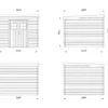 Casetta in Legno 19 mm 260x260 cm Blockhouse Tetto Perline Doppia Porta