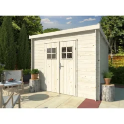Casetta in Legno 19 mm 260x260 cm Blockhouse Tetto Perline Doppia Porta