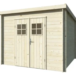 Casetta in Legno 19 mm 260x260 cm Blockhouse Tetto Perline Doppia Porta