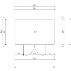Casetta in Legno 19 mm 280x184 cm Blockhouse Porta Doppia Vetrata