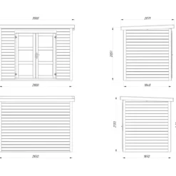 Casetta in Legno 19 mm 280x184 cm Blockhouse Porta Doppia Vetrata