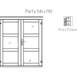 Casetta in Legno 19 mm 280x184 cm Blockhouse Porta Doppia Vetrata