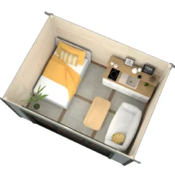 Casetta in Legno Naturale 28 mm 385x291 cm Porta Scorrevole in Vetro
