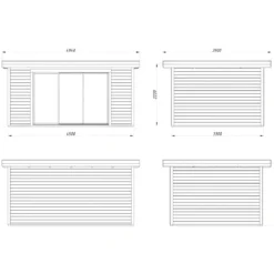 Casetta in Legno Naturale 28 mm 450x330 cm Porta Scorrevole in Vetro