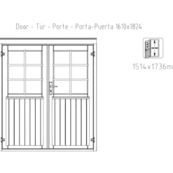 Casetta in Legno Naturale 28 mm 322x292 cm Blockhouse Doppia Porta