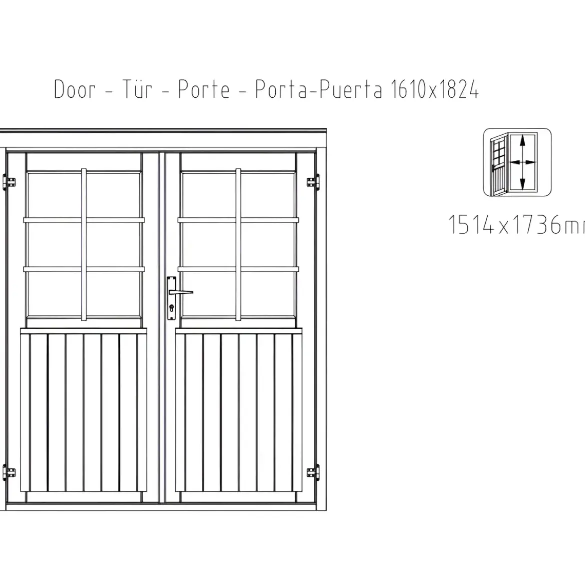 Casetta in Legno Naturale 28 mm 322x292 cm Blockhouse Doppia Porta